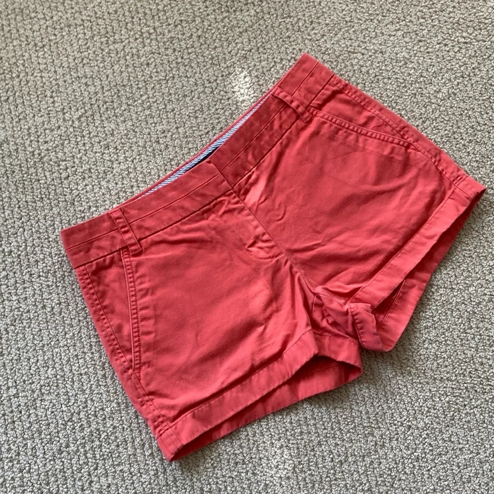 J. Crew Chino Shorts Size 2 Thick Fabric Salmon Orange VEUC Casual Preppy